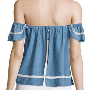 Lovers + Friends Tops - Lovers + Friends Life’s a Beach Denim Top- ChicEwe Lovers + Friends Tops - Lovers + Friends Life’s a Beach Denim Top- ChicEwe